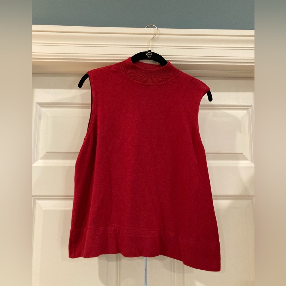 Sleeveless mock turtleneck in color red by Chicos.